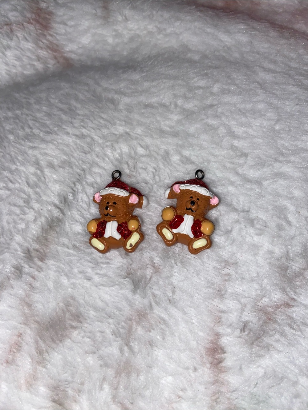 Brown Teddy Bear Holiday Charm Pair